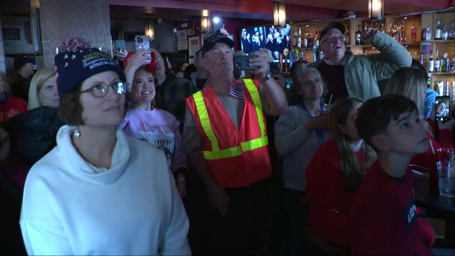 Gephart's group viewing the inauguration from a bar in Washington, D.C.