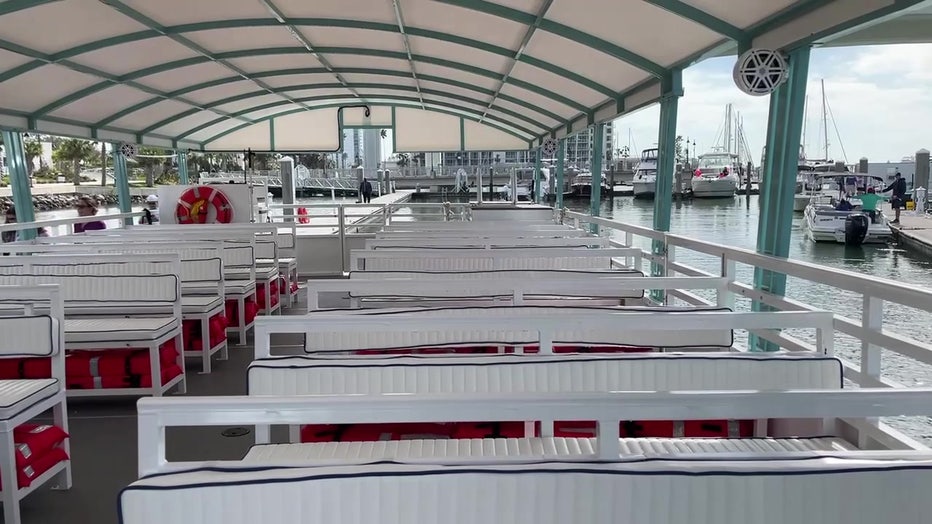 On deck the new the PSTA's new ferry to downtown Clearwater.