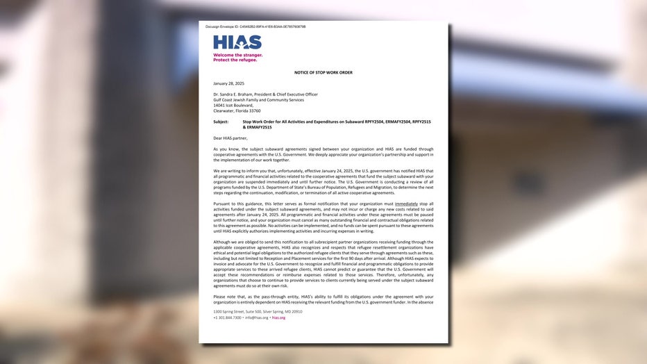 Email from a federal contractor to Gulf Coast JFCS.