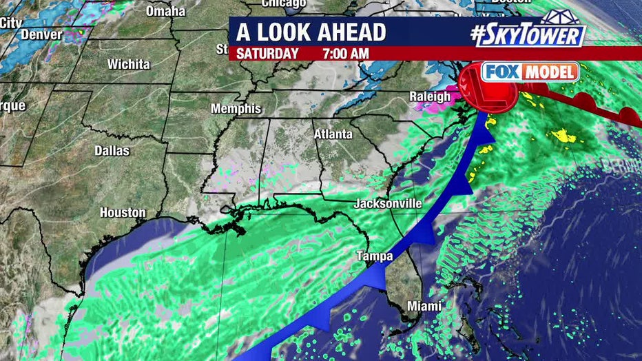 The next cold front moving into Florida will bring rain on Saturday, which could linger into Sunday, according to FOX 13 meteorologists.