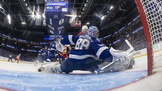 Andrei Vasilevskiy makes 27 saves in the Tampa Bay Lightning’s 3-0 victory over the Flames
