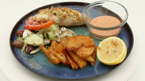 Recipes: Feta-Crusted Grouper, Patatas Bravas, Greek Salad