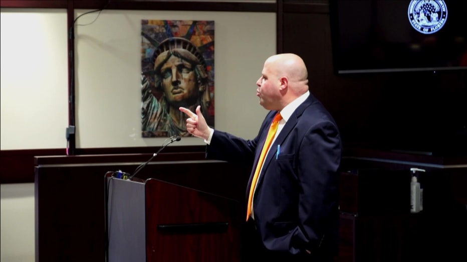 Prosecutor Justin Díaz gives opening statements at the Gerald Radford trial.