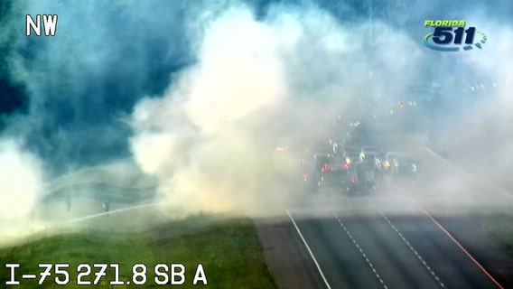 Southbound lanes of I-75 reopen after RV fire sparks in Lutz