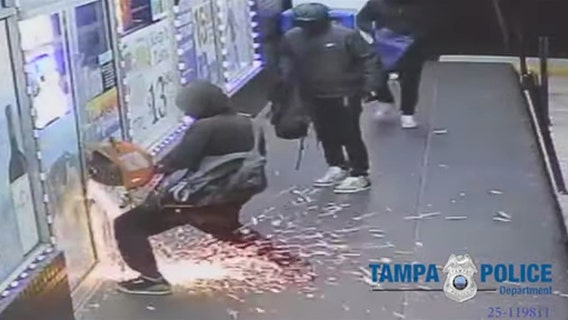 Video: Burglars use saw to break into store, Tampa police searching for suspects