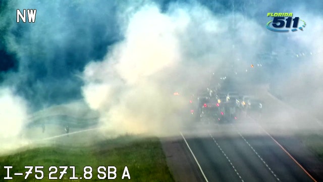 Southbound lanes of I-75 reopen after RV fire sparks in Lutz