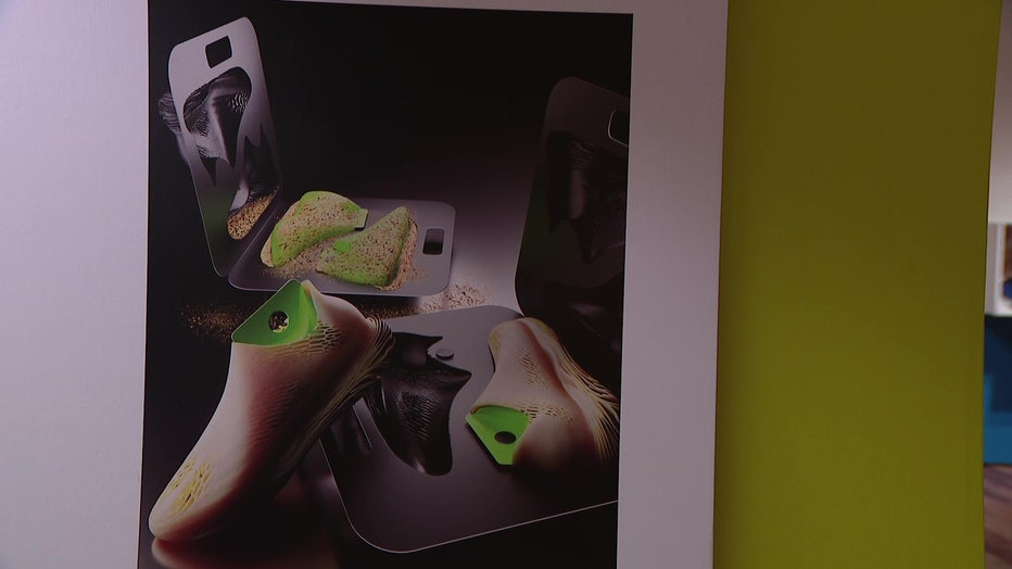 This illustration on display in Sarasota shows the concept of essentially growing your own shoes at home.