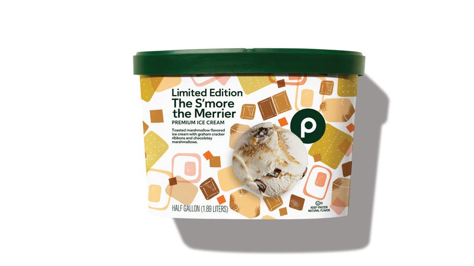 Toasted marshmallow flavored ice cream with graham cracker ribbons and chocolatey marshmallows. Image is courtesy of Publix.
