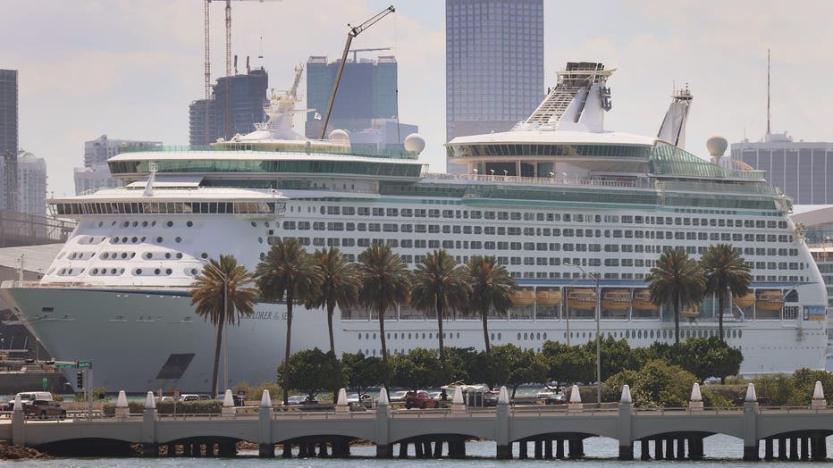 Explorer of the Seas, a Royal Caribbean cruise ship, is docked at PortMiami as the cruise line industry waits to begin operations again on May 26, 2021 in Miami, Florida. In late June, the Royal Caribbean cruise line will be allowed to operate test cruises out of South Florida after receiving approval from the U.S. Centers for Disease Control and Prevention. The test cruises will show whether ships can sail safely and follow CDC guidelines to prevent the spread of COVID-19. (Photo by Joe Raedle/Getty Images)