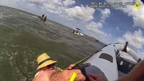 WATCH: Florida deputies save boater clinging to side of overturned boat