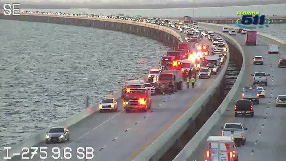 1 hurt in chain reaction crash on Sunshine Skyway Bridge