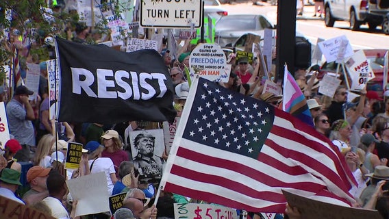 'Hands Off!' protests against Trump administration in Downtown Tampa