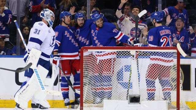 Mika Zibanejad scores twice, Igor Shesterkin makes 27 saves and Rangers down Lightning 4-0