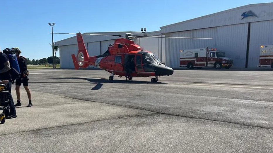 Martin County Fire Rescue said the four rescued passengers were brought to them by helicopter at Stuart Airport and transported to the hospital. (Martin County Fire Rescue)