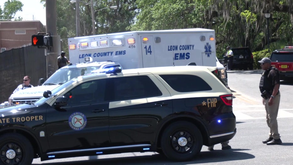 Pictured: First responders on the scene of a deadly shooting at Florida State University on April 17, 2025.