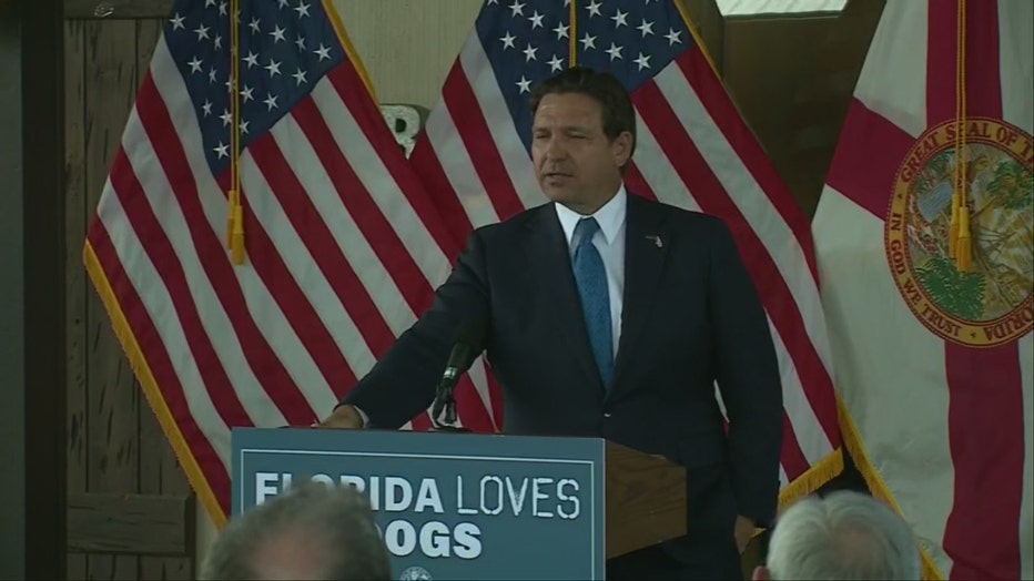 Pictured: Gov. Ron DeSantis speaks at a news conference in Loxahatchee on May 28, 2025.