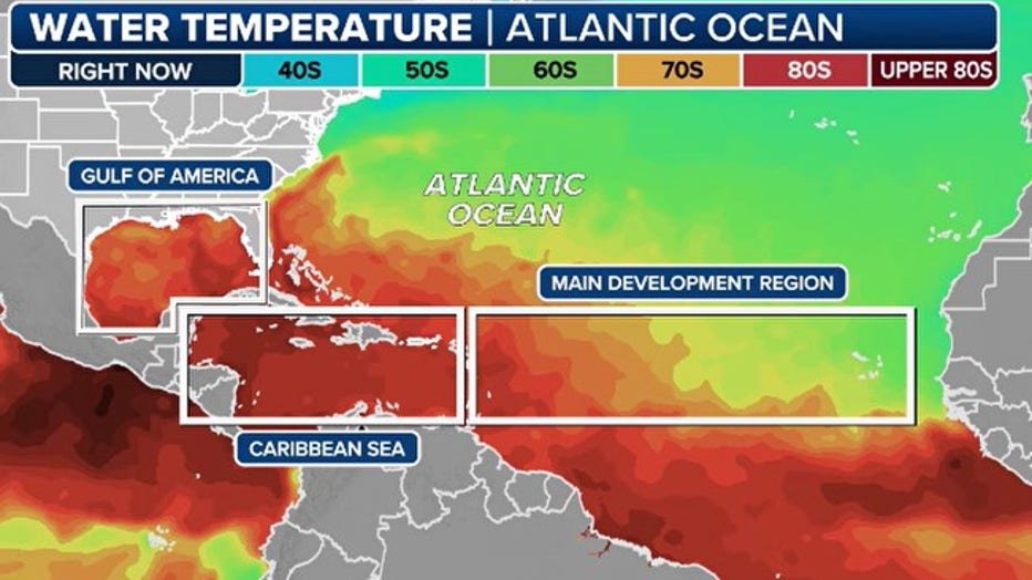 Atlantic basin water temperatures as of 5/21/2025. (FOX Weather)