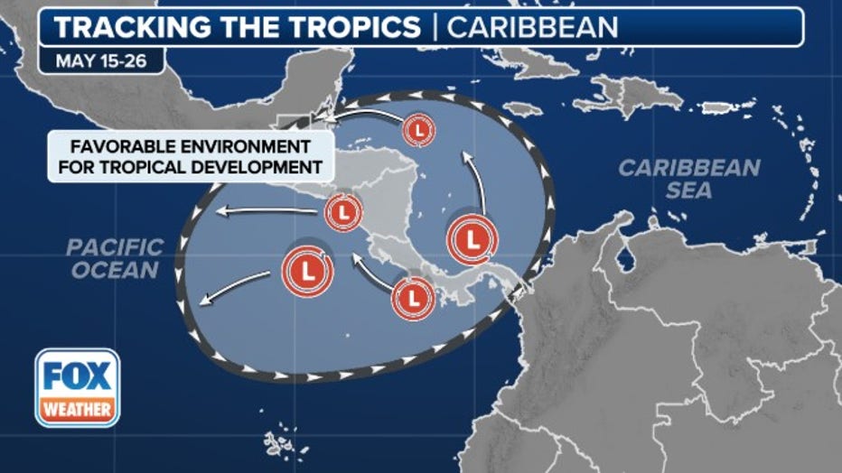 Long-range tropical outlook for May 15-26 from the FOX Forecast Center.
(FOX Weather)