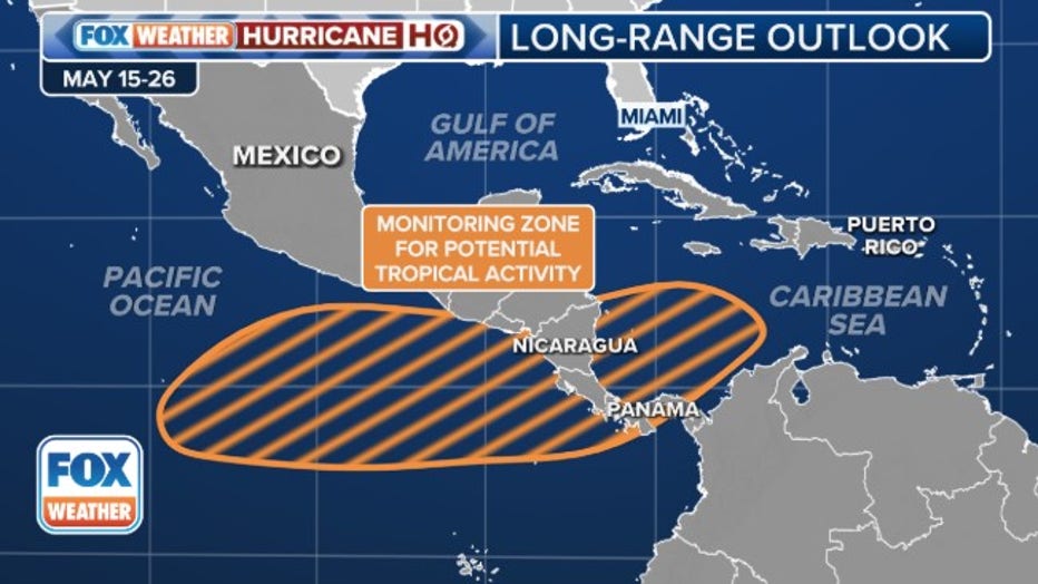 Long-range tropical outlook for May 15-26 from the FOX Forecast Center.
(FOX Weather)