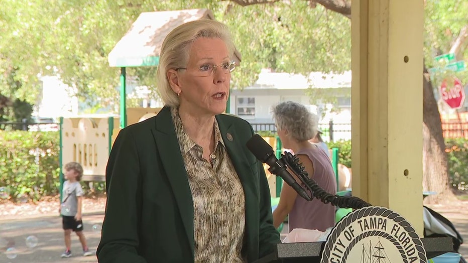 Tampa Mayor Jane Castor speaks at a news conference on May 27, 2025.