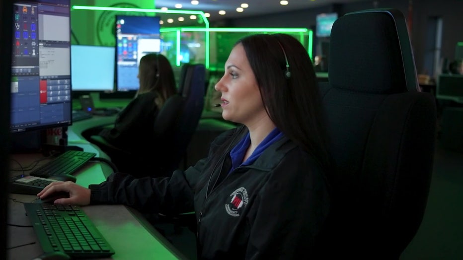 Pictured: Christina Wuerzberger, a senior telecommunicator on the night shift.