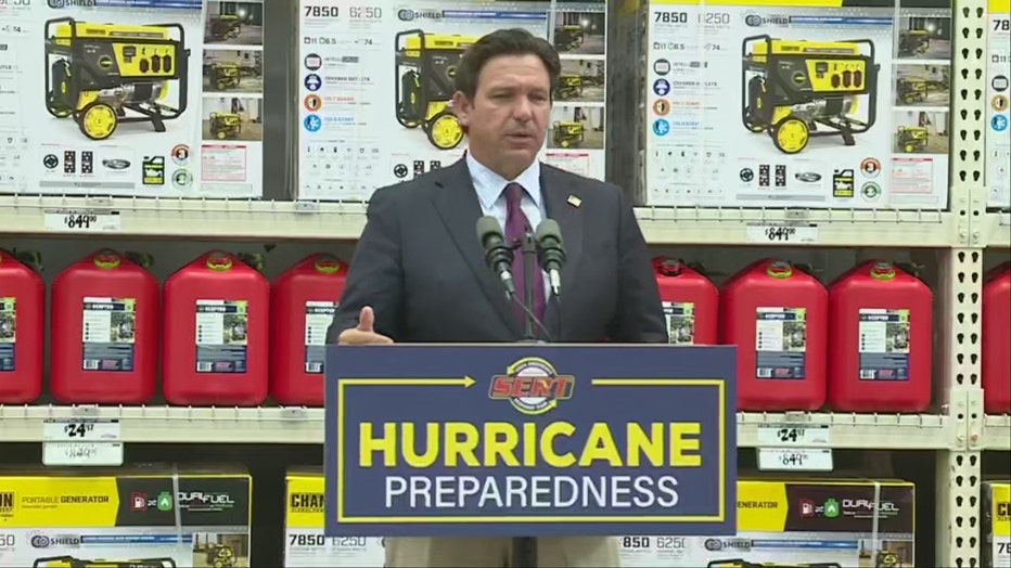 Pictured: Gov. Ron DeSantis speaks at a news conference in Jupiter on May 30, 2025.