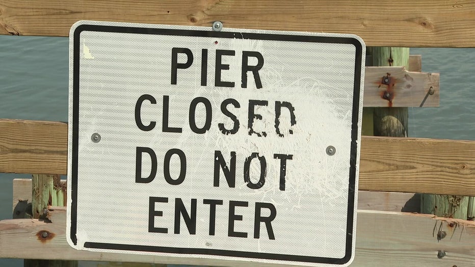 The Fire Marshal Dick Brock Memorial Pier was heavily damaged by Hurricanes Debby, Helene, and Milton in 2024.