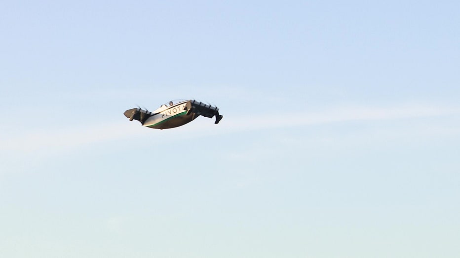Pictured: Pivotal's "flying car" on display over Tampa.