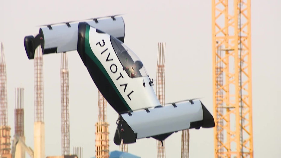 Pictured: Pivotal's "flying car" on display over Tampa.