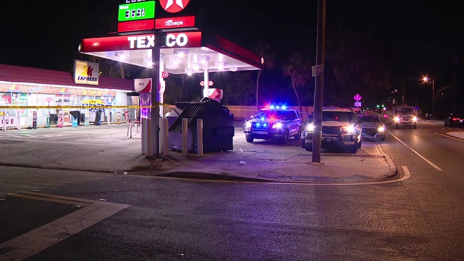 Tampa police say a person was shot early Monday at a gas station off Nebraska Ave.