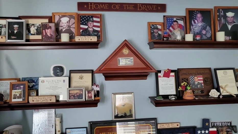 A military wall honors Spc. Zachary L. Shannon.