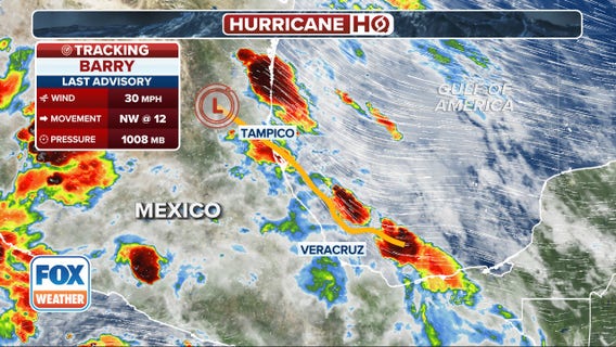 Remnants of Tropical Depression Barry continues to bring flooding rain to portions of eastern Mexico