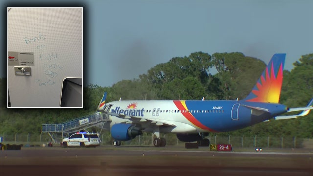 Photo of bomb threat found on Allegiant flight at PIE released, FBI continues search for suspect