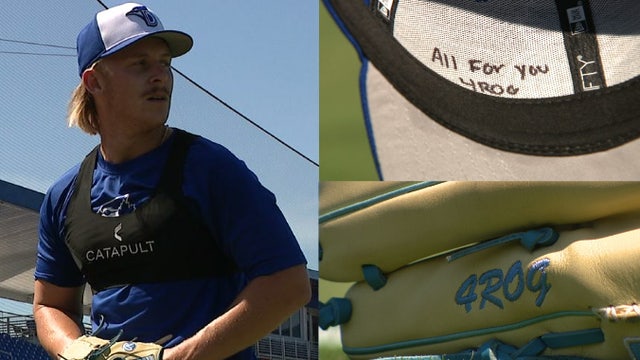 Dunedin Blue Jays pitcher Austin Cates plays for his dad