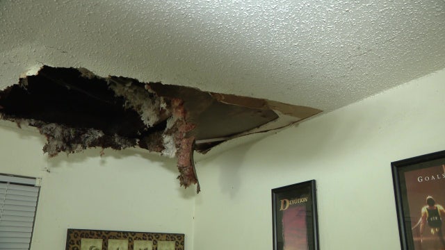Tampa woman's roof caves in over bed after storm: 'Two or three more seconds, it would have hit me'