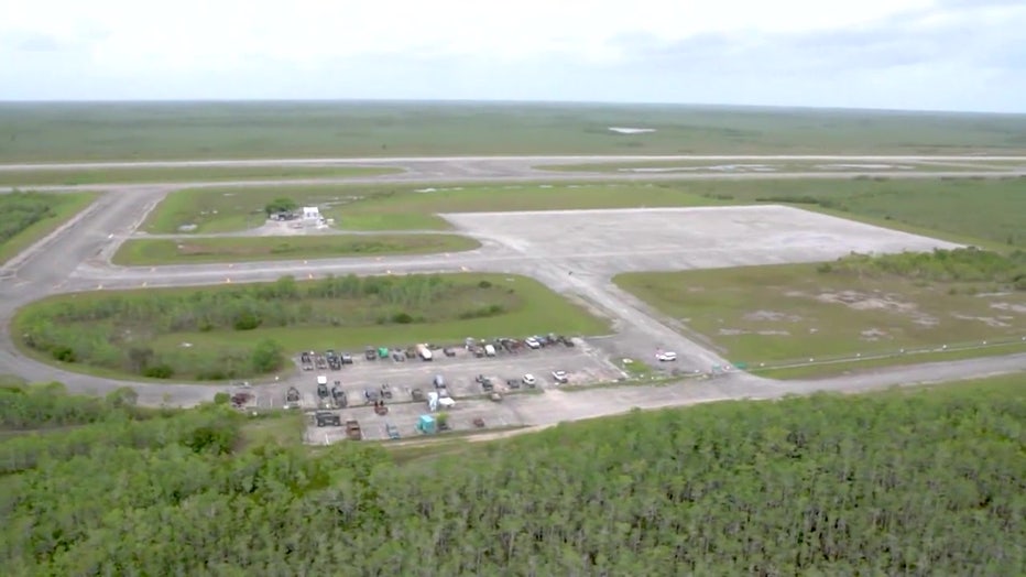 Pictured: The site of 'Alligator Alcatraz' at the abandoned Dade-Collier Training and Transition Airport.