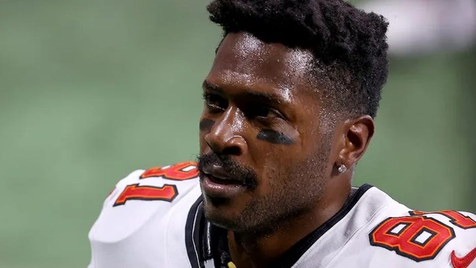 Antonio Brown of the Tampa Bay Buccaneers before a game against the Atlanta Falcons at Mercedes-Benz Stadium Dec. 20, 2020, in Atlanta. (Kevin C. Cox/Getty Images)