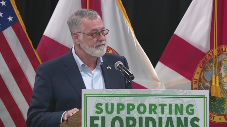 Pictured: Florida Senate President Ben Albritton speaks at a news conference in Tampa on June 25, 2025.