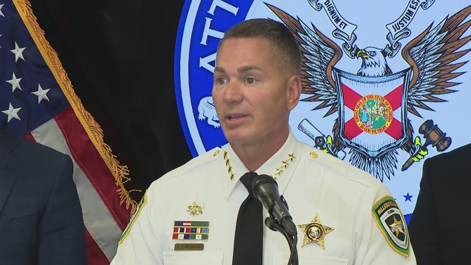 Pictured: Hillsborough County Sheriff Chad Chronister speaks at a news conference in Tampa on June 2, 2025.