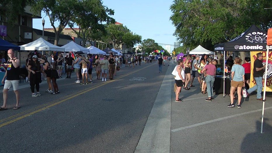The St. Pete Pride organization held a block party on Central Ave. on Sunday night, closing down multiple blocks near 23rd St. South.