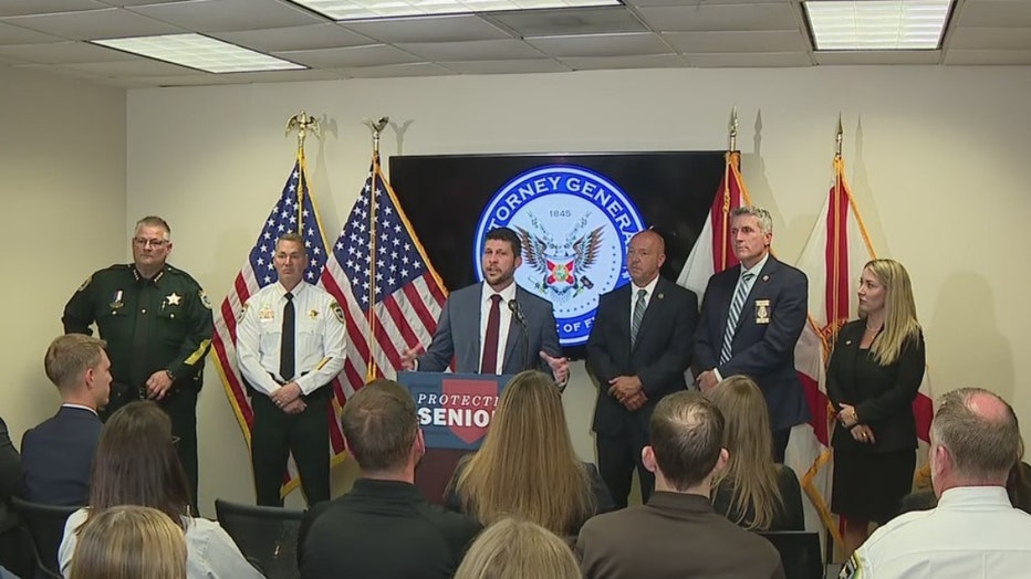 Pictured: Florida Attorney General James Uthmeier speaks at a news conference in Tampa on June 2, 2025.