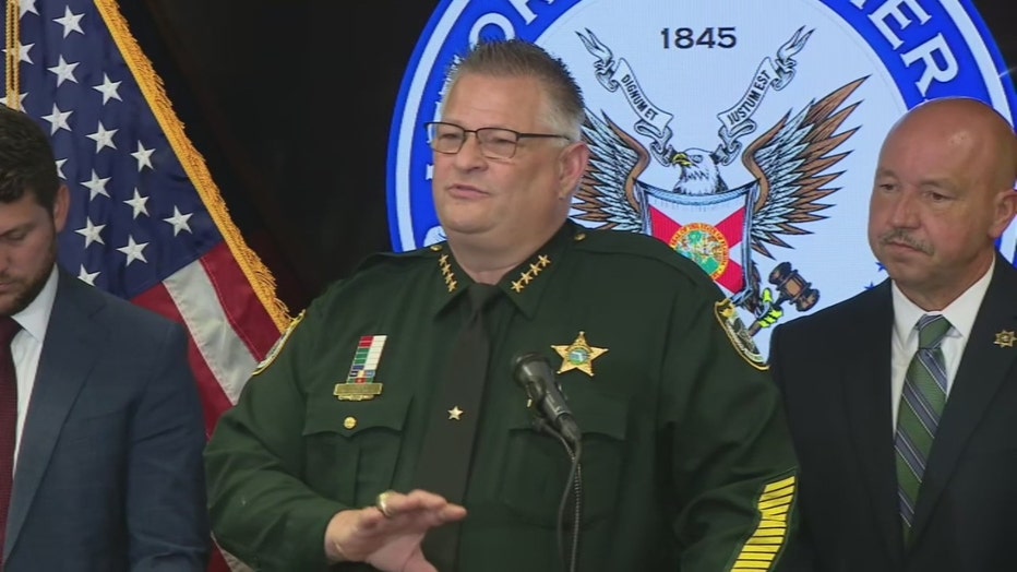 Pictured: Brevard County Sheriff Wayne Ivey speaks at a news conference in Tampa on June 2, 2025.