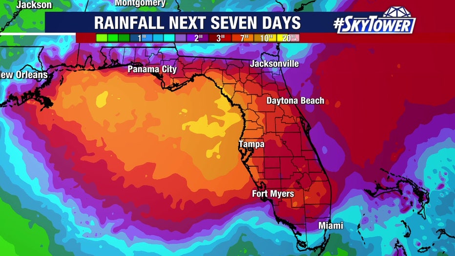 Several inches of rain could fall over the next seven days.