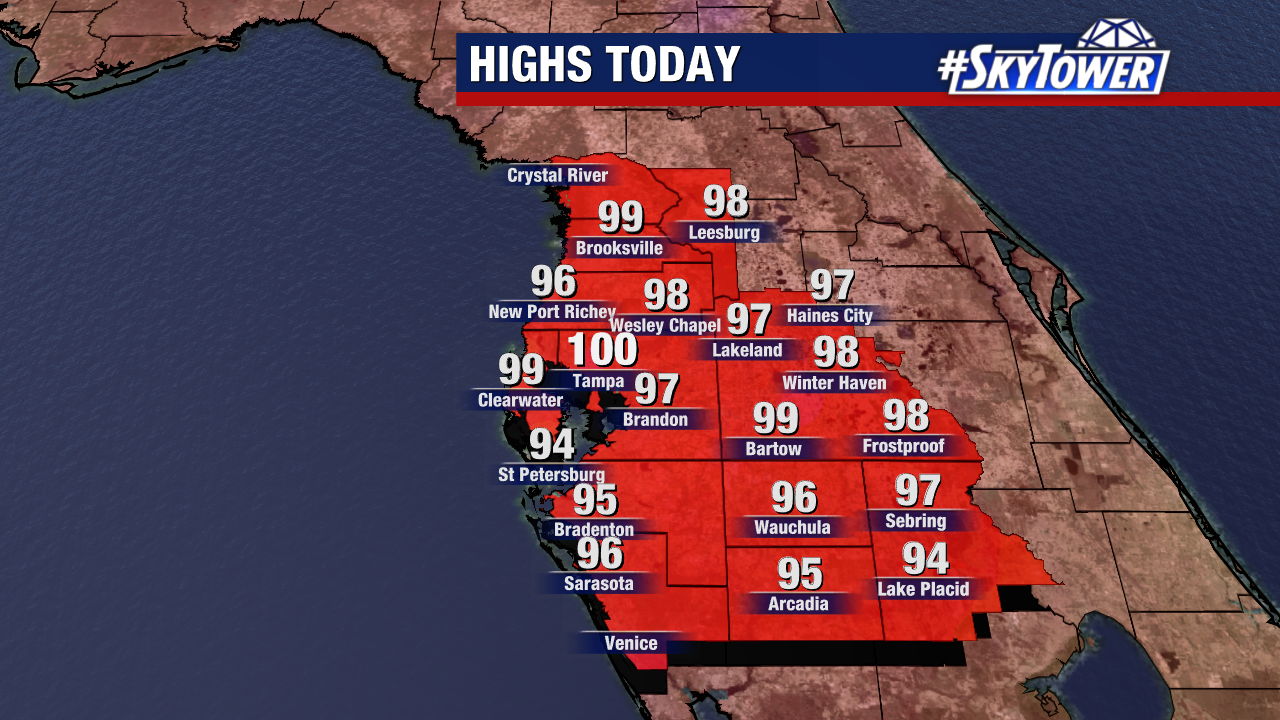 Tampa Hits Historic 100 Degrees Amid Widespread Florida Heat Wave