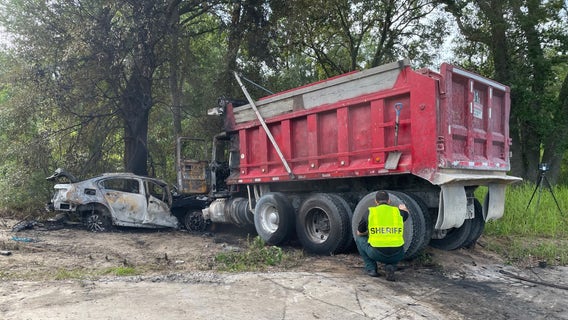 Fiery head-on dump truck crash kills 1 in Polk County: PCSO
