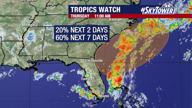 NHC gives potential tropical disturbance higher chance of development