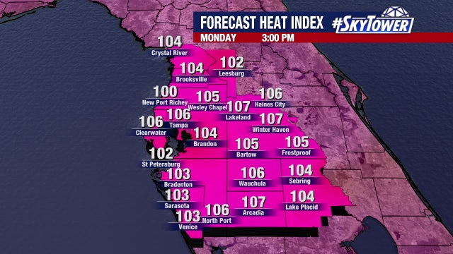 Heat advisory for Tampa Bay area Monday, rain chances go back up this week