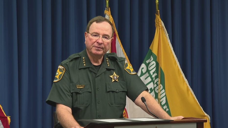 Pictured: Polk County Sheriff Grady Judd speaks at a news conference on July 10, 2025.