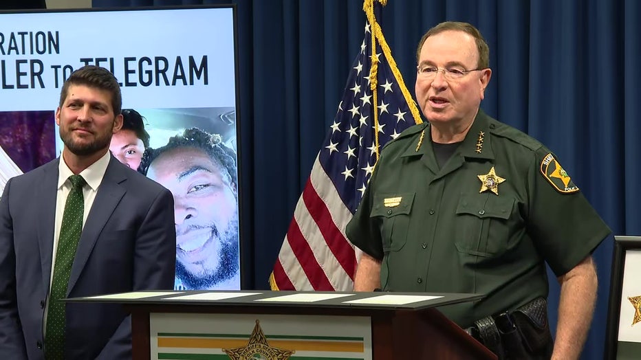 Pictured: Polk County Sheriff Grady Judd speaks at a news conference on July 23, 2025.