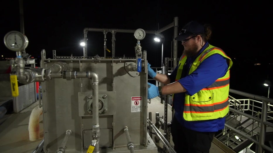 Pictured: Overnight work taking place at the South County Regional Wastewater Treatment Facility in Ruskin.